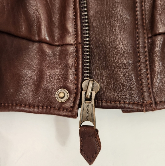 Andrew Marc Bomber Flight  Leather Jacket Shearling Removable Collar - Picture 9 of 11